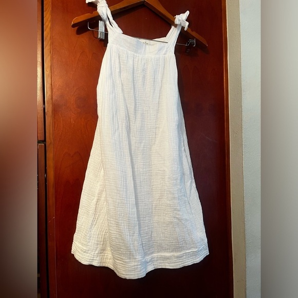 Copper Key A Line Dress White Linen and Cotton Size Large Pockets Lined - Picture 6 of 10